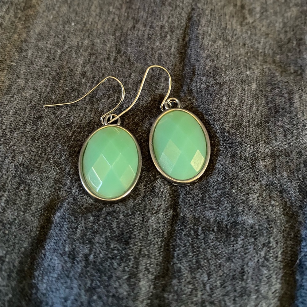 Turquoise and silver dangle earrings